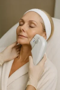 Woman receiving HIFU non surgical facelift treatment Darlington